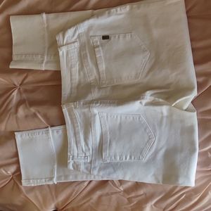 Cuffed Crop white denim pants